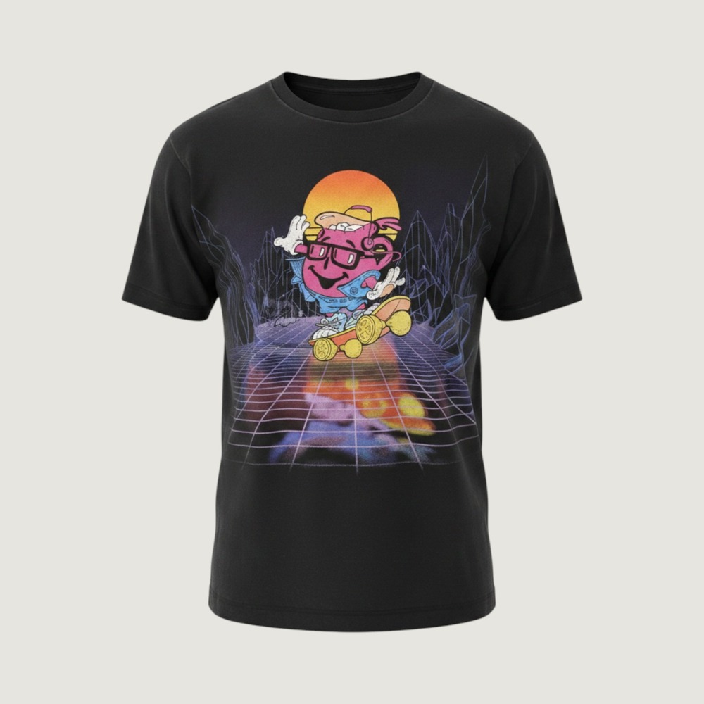 #354 Black Mens Kool-Aid Retro Skateboard Synthwave Graphic T-Shirt XL